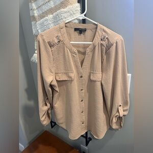Adrienne Vittadini Beige Button Down
